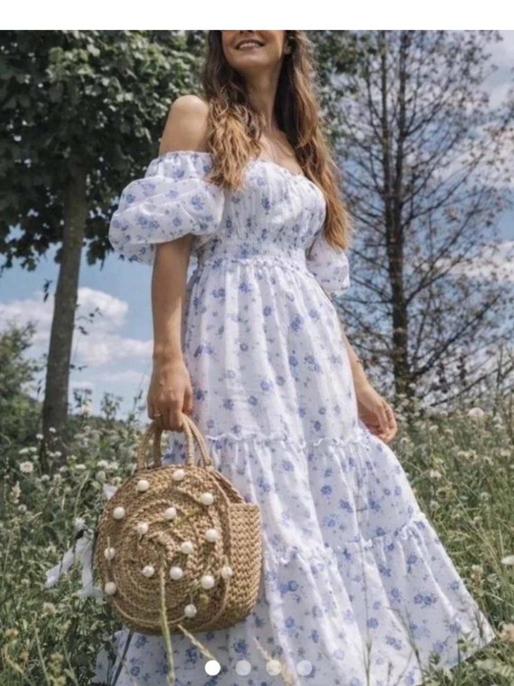 LoveShackFancy X Target Gemma Off Shoulder Puff Sleeve Maxi Dress